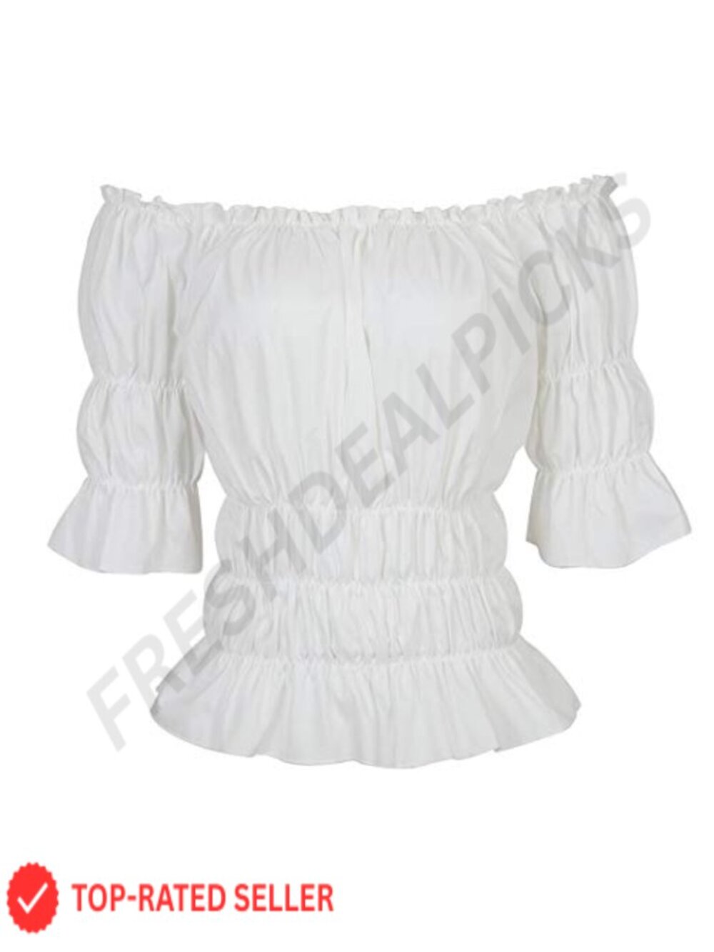Off Shoulder Peasant Blouse Renaissance Pirate Costume Top Womens